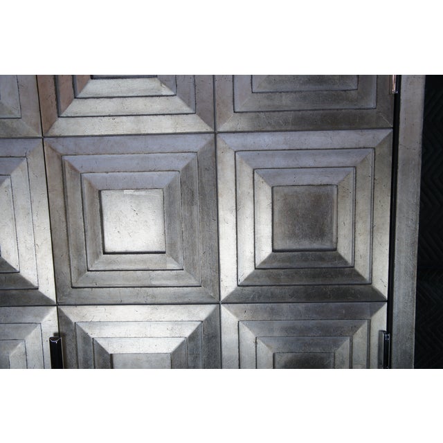 Late 20th Century Lexington Ariana Sanremo Silver Leaf Divided Clothing Armoire Cabinet For Sale - Image 12 of 14