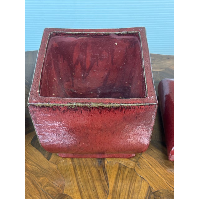 Glazed Ceramic Lidded Canisters, Set of Two For Sale - Image 10 of 12
