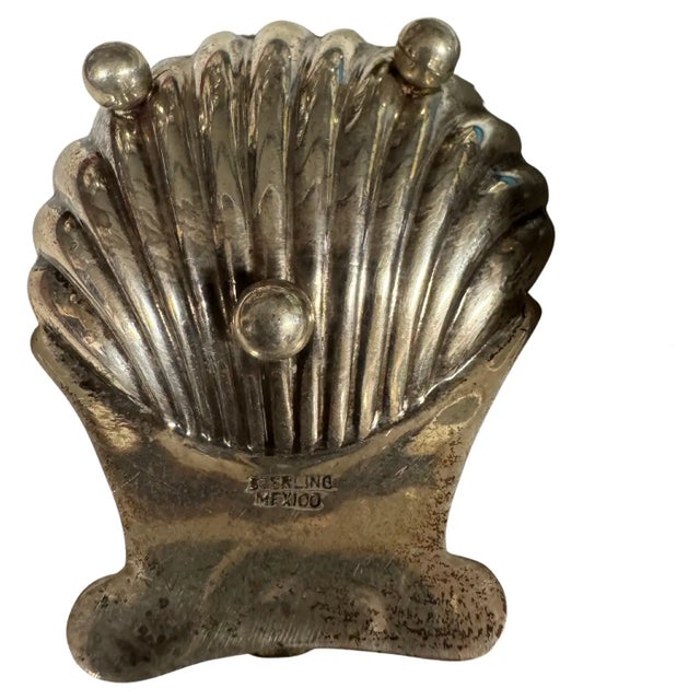 Mid 20th Century Pair of Mexican Sterling Silver Seashell Ashtrays 60g For Sale - Image 5 of 5