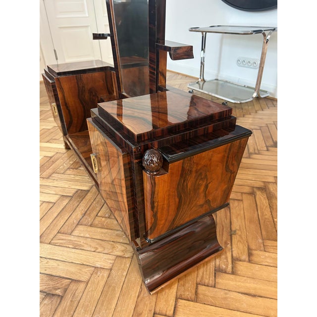 Metal Art Deco Floor Vanity with Drawers and Tall Mirror, 1930s For Sale - Image 7 of 16