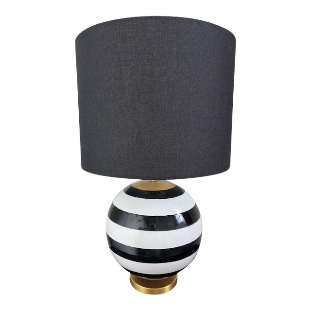 Kate Spade New York Black And White Striped Globe Table Lamp With Black Linen Shade Chairish
