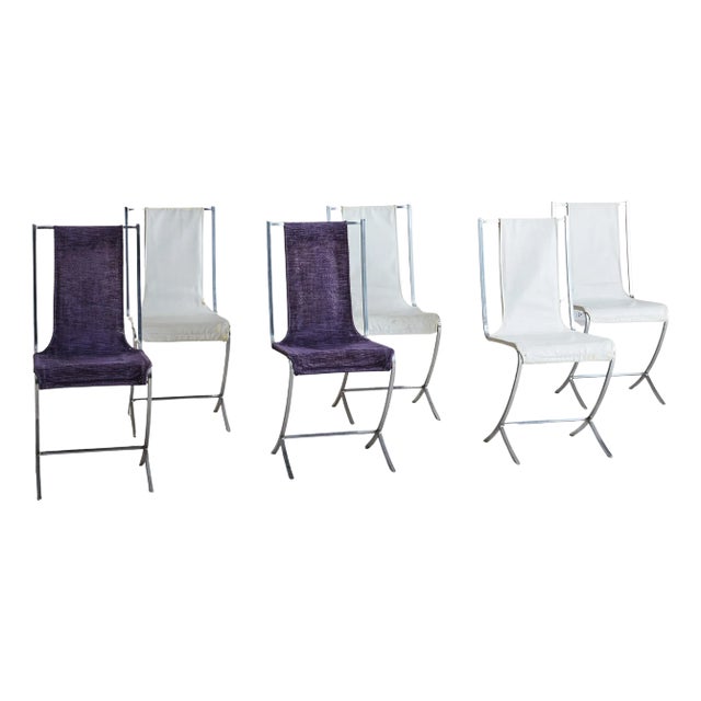Set of 6 Chrome Dining Chairs Attributed to Pierre Cardin for Maison Jansen, France 1970s For Sale