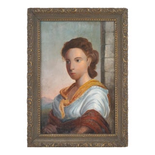 19th Century Italian School Portrait of Peasant Girl For Sale