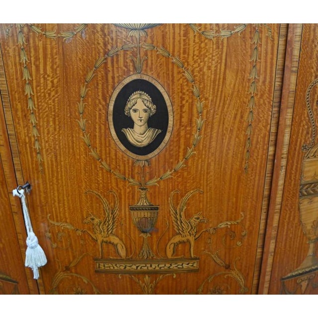 2000 - 2009 Regency Adams Style Demi Lune Cabinet in Satinwood For Sale - Image 5 of 7