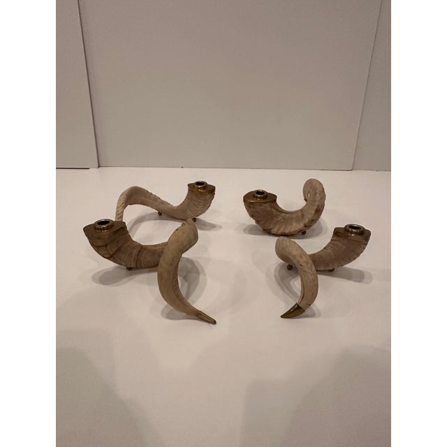 Rare to find 4 of these wonderful candlesticks fashioned from authentic ram’s horns and brass. They range in size from...