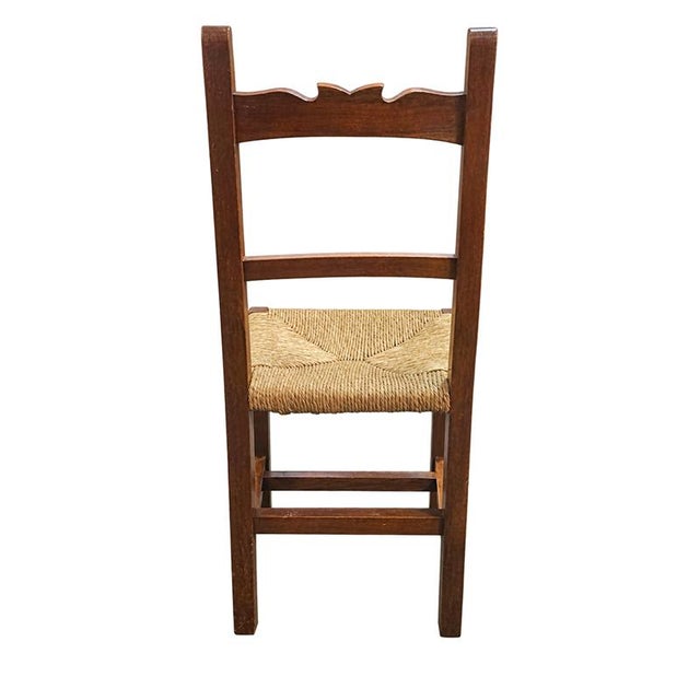 20th Century Rustic Wooden Chairs with Straw Seats, Set of 9 For Sale - Image 6 of 6