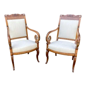 Swedish Empire Mahogany Armchairs - A Pair