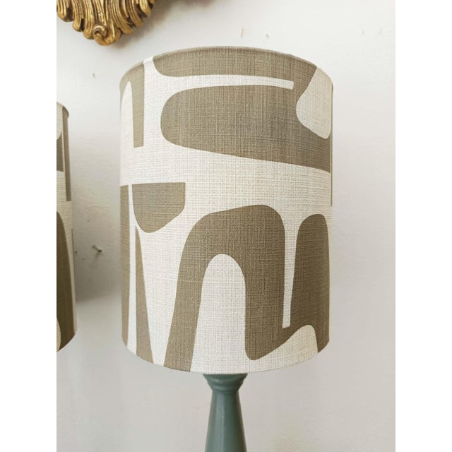 Wood Vintage Wooden Lamps with Modern Lampshades, 1980s, Set of 2 For Sale - Image 7 of 11