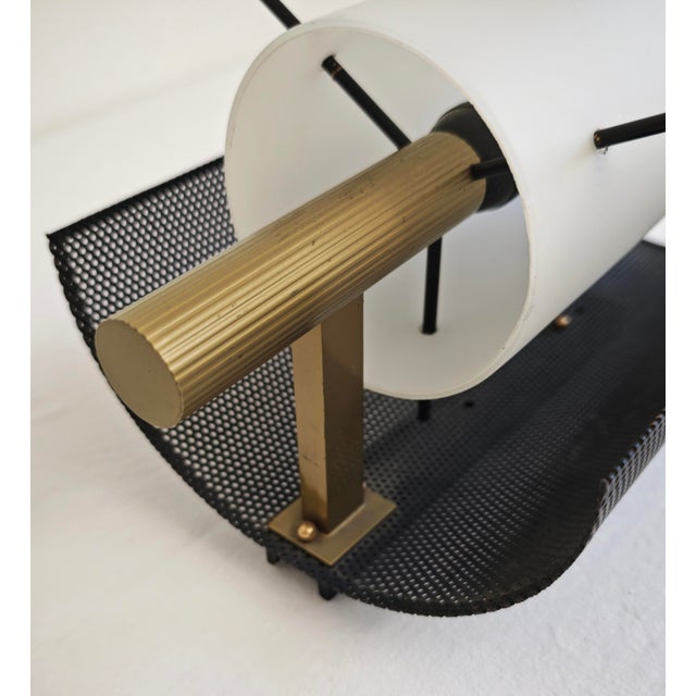 Opal Glass, Brass and Black Enamelled Metal Wall Lamp in the style of Stilnovo, Italy, 1960s For Sale - Image 12 of 18
