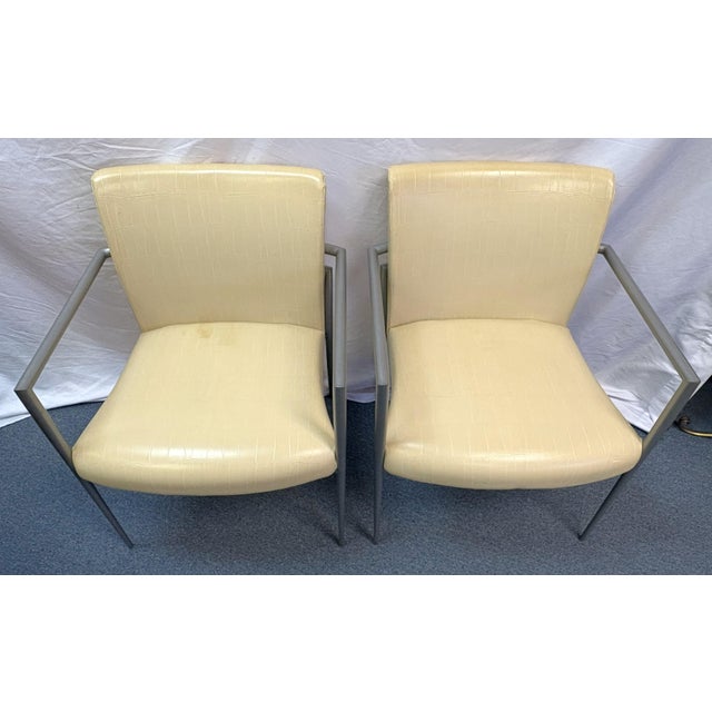 Hickory Business Furniture Faux Croc and Metal Office Chairs - A Pair For Sale - Image 10 of 18