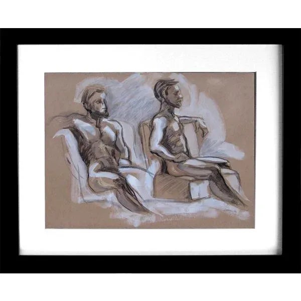 2010s Contemporary Figure Drawing Seated Male Figure X Two For Sale - Image 5 of 6