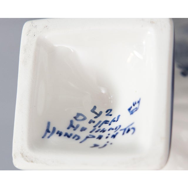 Blue Vintage Dutch Delft Floral Urn Vase For Sale - Image 8 of 9