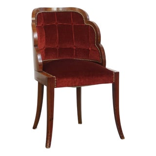 Art Deco Cloud Dining Side Chair with Luxurious Red Upholstery For Sale