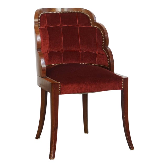 Art Deco Cloud Dining Side Chair with Luxurious Red Upholstery For Sale