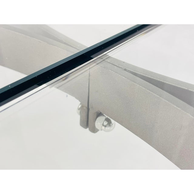 Architectural Glass Dining Table With Sculptural Metal Base, Usa, 1970s For Sale - Image 9 of 18