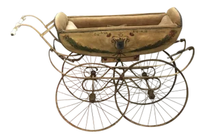 19th Century Continental Wood and Canvas Perambulator