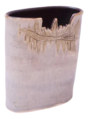 1976 Pale Blue Matte Glaze Studio Stoneware Vase by Pollack