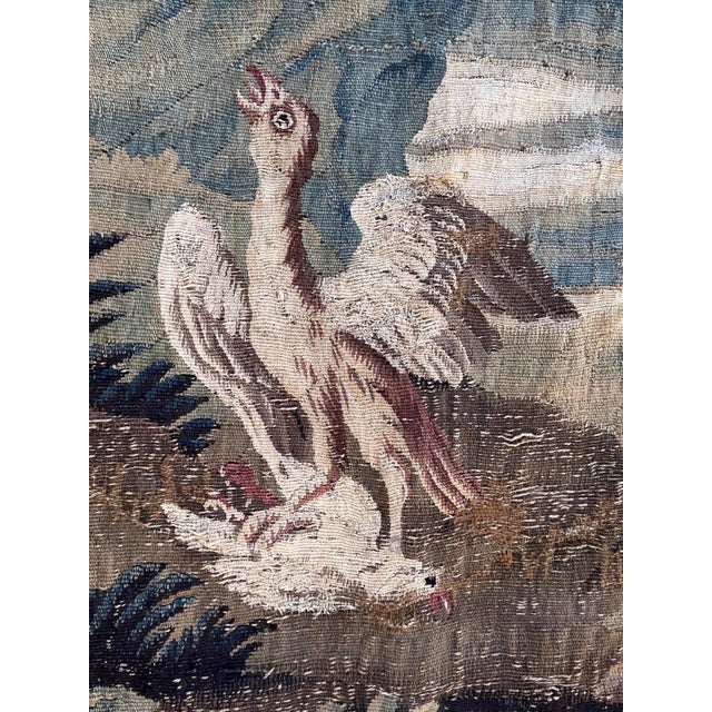 Textile Antique Verdure Tapestry – Large Bird & Prey Scene For Sale - Image 7 of 10
