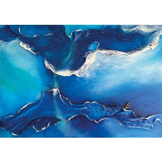 Vera Vizzi, Varco Wall Sculpture in Blue with Miniature Boat, 2024, Mixed Media For Sale