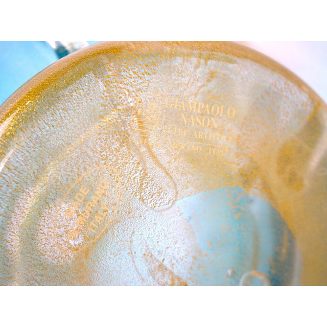 Hand-Crafted Mouth Blown Gold Flecks Exquisite Venetian Glass Vase For Sale - Image 12 of 12