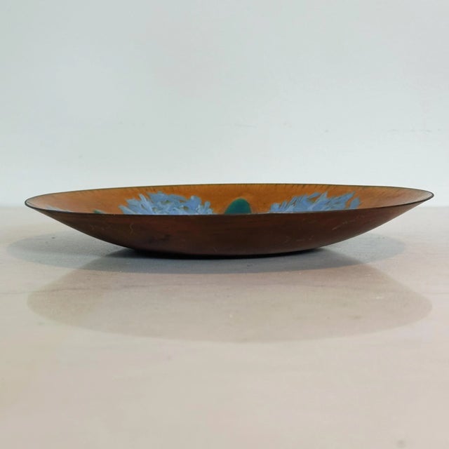 Mid 20th Century Mid Century Original Edwards Star Enamel Plate Dish in Blue, Turquoise Yellow and Copper For Sale - Image 5 of 7