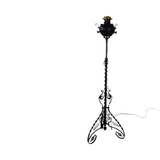 Bradley & Hubbard Antique Wrought Iron Floor Lamp Electrified For Sale