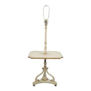 Italian Style Distressed Painted & Gilt Table Floor Lamp For Sale