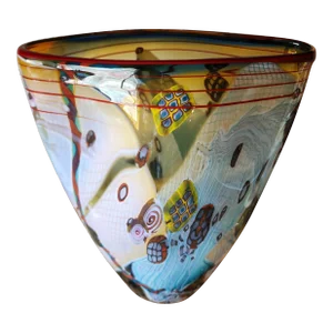 Late 20th Century Wes Hunting Signed Colorforms Art Glass Vase