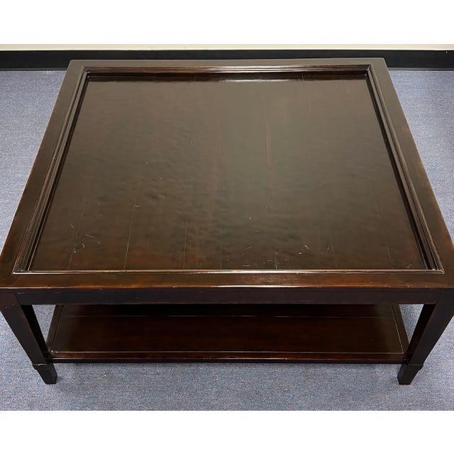 Rustic European Bernhardt Living Vintage Patina Square Coffee Table For Sale - Image 3 of 8