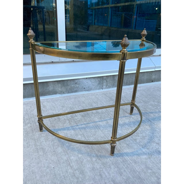 Fine Pair of French Jansen Style Demi-Lune End Tables in Maison Baguès For Sale In Denver - Image 6 of 13