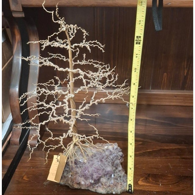 Vintage MCM Gladys Russell Wire Tree Sculpture on Amethyst Base - Signed For Sale - Image 4 of 6