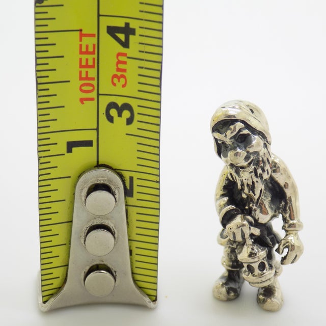 Vintage Italian Handmade Genuine Silver Garden Gnome Dollhouse Miniature, Made in Tuscany (Italy) For Sale - Image 9 of 9