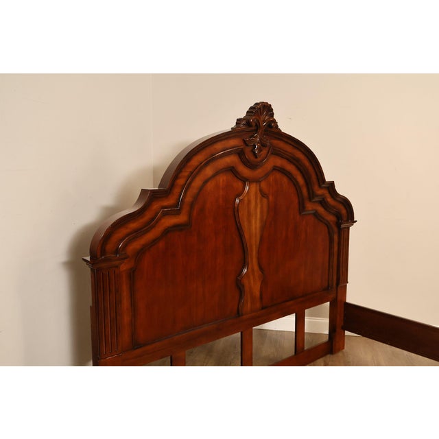 Early 21st Century Baroque Style King Size Mahogany High Back Carved Bed Frame For Sale - Image 5 of 18