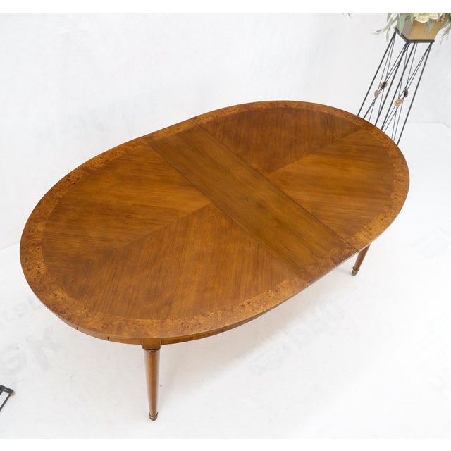 Mid-Century Modern Oval Banded Burl Wood Tapered Legs One Leaf Dining ...