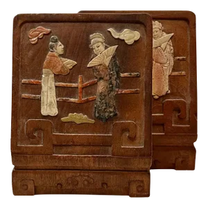 Inlaid Chinese Bookends - a Pair