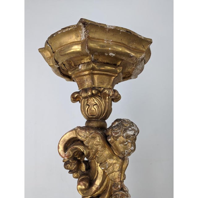 Wood Baroque Torcheres in Golden Wood, 1800s, Set of 2 For Sale - Image 7 of 18