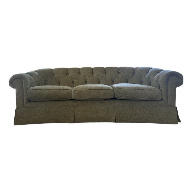 Never Used Grand 90" Custom 8-Way Hand Tied Tufted Sofa, Pindler Performance Textured Fabric. For Sale