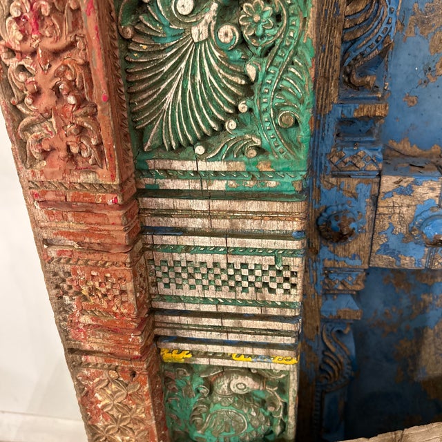 Antique Hand Carved Teak Weathered Indian Palace Entrance Door For Sale - Image 12 of 12
