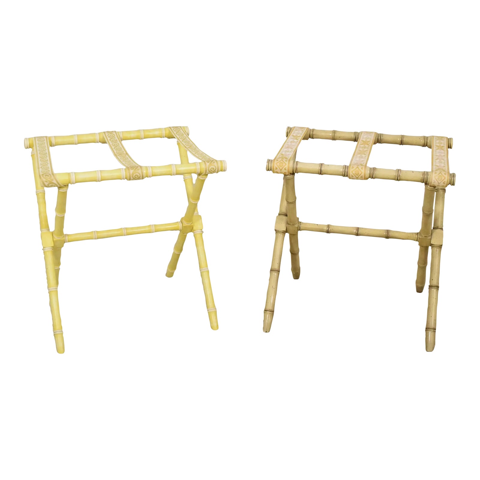 Pair Kindel Bamboo Form Painted Finish Luggage Racks | Chairish