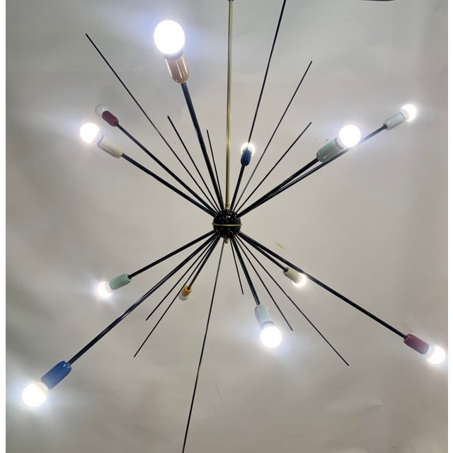 Mid-Century Modern Black Sputnik Ceiling Lamp, 1949 For Sale - Image 3 of 7