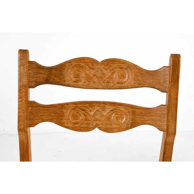 Brown 1970s Vintage Danish Oak Dining Chairs by Henning Kjærnulf for Eg Møbler, Set of Six For Sale - Image 8 of 12