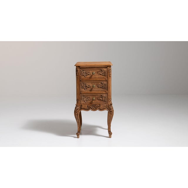19th Century France Golden Oak Carved Oak Petite Commode For Sale - Image 9 of 11