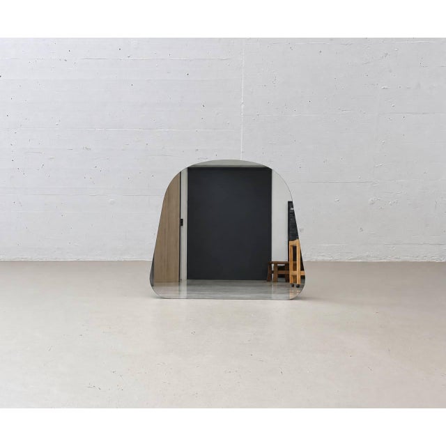 Mid-Century Organically Shaped Standing Mirror with Wooden Frame For Sale - Image 9 of 14
