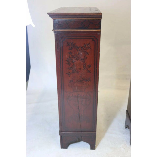 19th Century Exquisite Pair Dutch Colonial Oxblood Lacquered Floral Motif Cabinets-Proven. - a Pair For Sale In West Palm - Image 6 of 8