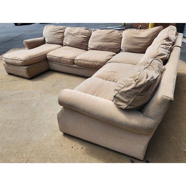 Arhaus Beige Four-Piece Sectional Sofa Attributed to Arhaus Camden-Style For Sale - Image 4 of 9