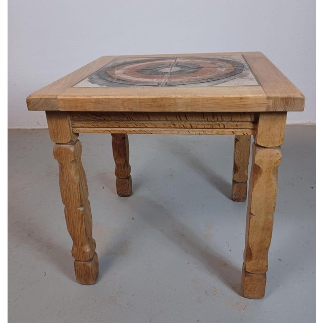 Brutalist Sidetable in Oak with Søholm Tiles by Henning Kjærnulf, 1970s For Sale - Image 6 of 11