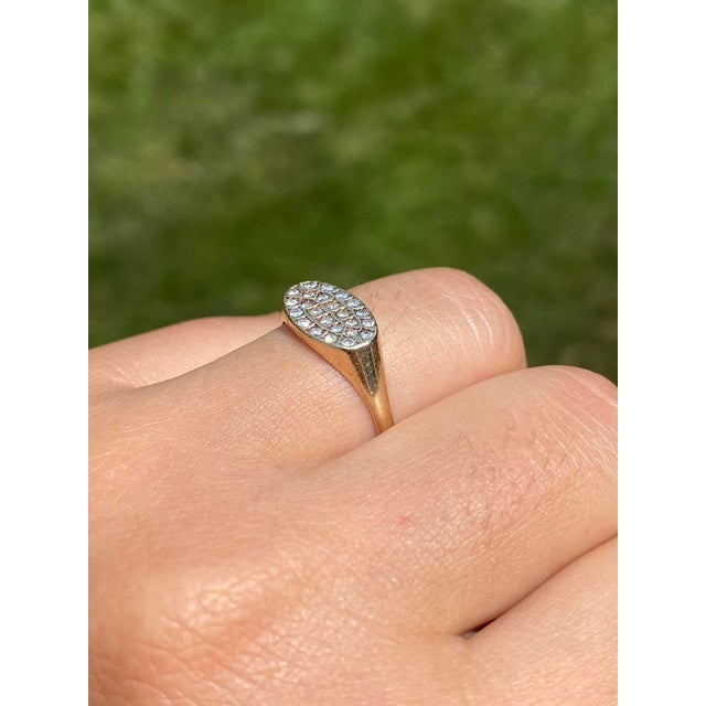 The Three Waters Lane: Mid Century Natural Diamond Signet Ring. The ring features old single cut natural diamonds across...