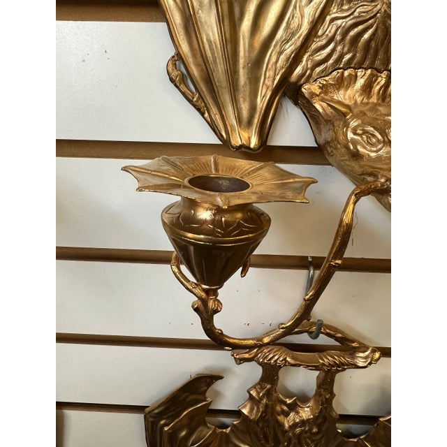 1930s Gilt Bronze Bat Candleholders- Set of 2 For Sale - Image 9 of 13