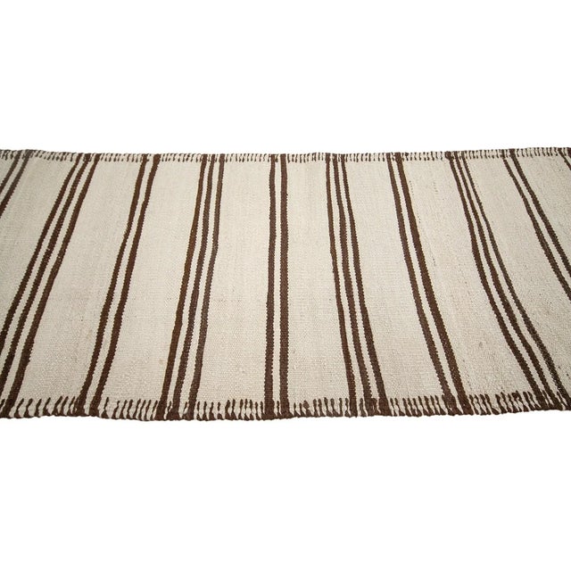 Brown & Cream Vintage Kilim Runner For Sale - Image 4 of 7