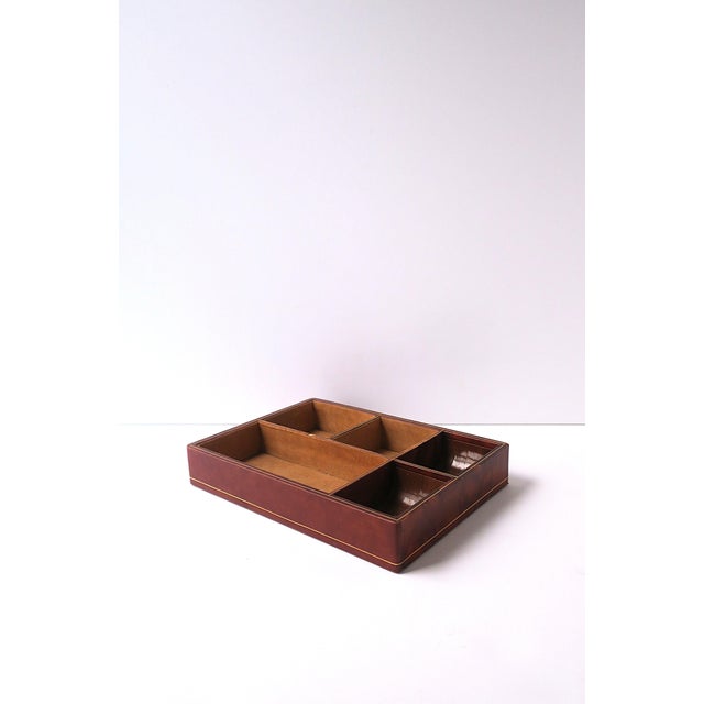 An Italian leather and suede jewelry tray, Modern/Midcentury Modern design, made exclusively for B. Altman & Co. New York,...